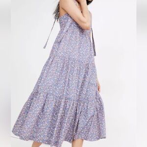 Madewell Tie-Strap Tiered Midi Dress in Summer Vines Size L